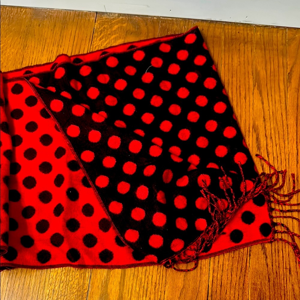 Red and Black Polka Dot Scarf